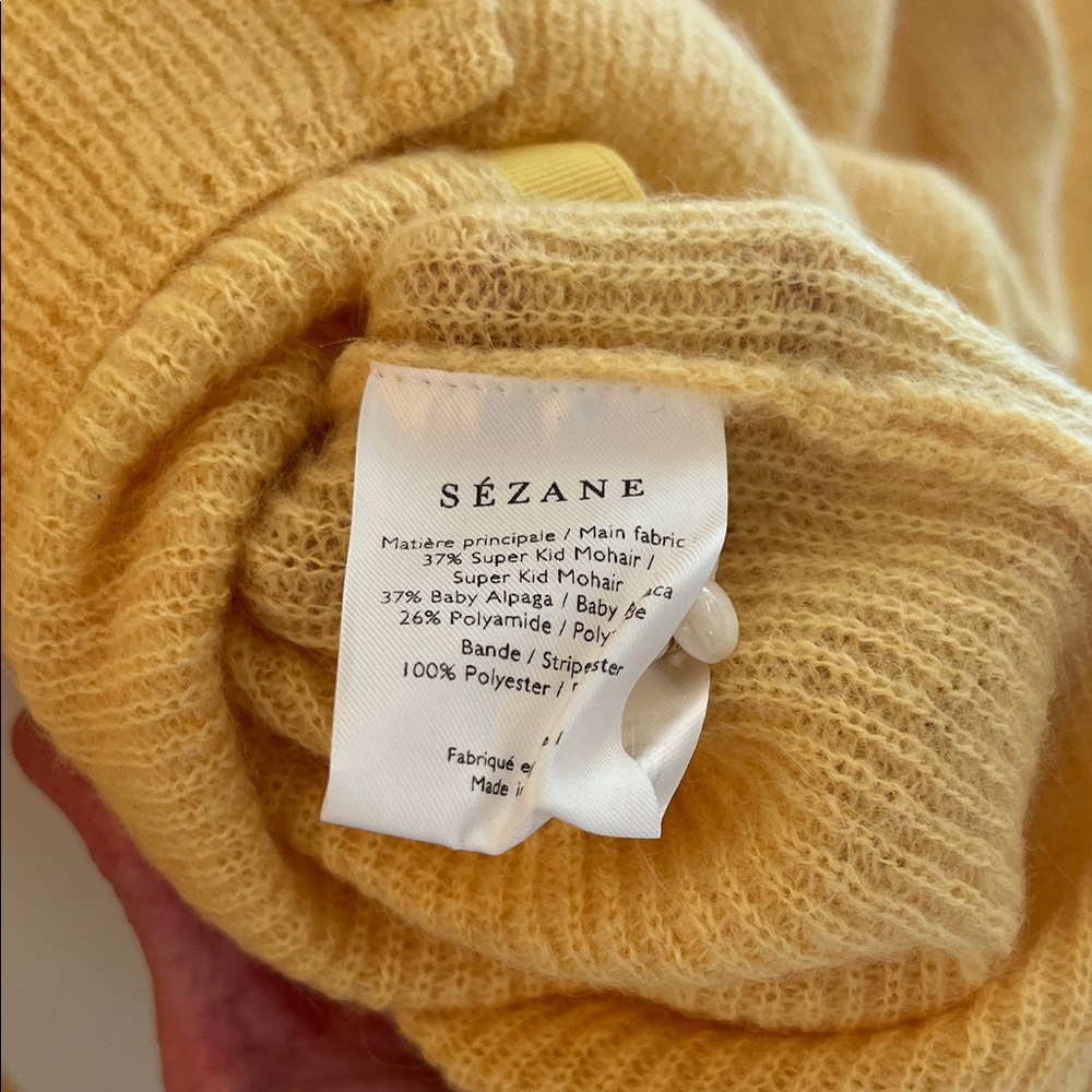Sezane Yellow Cropped Button Cardigan - Picture 4 of 7